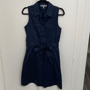 Marled Button Down Tie Waist Dress